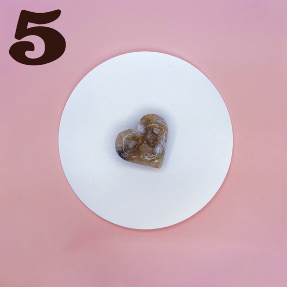 Flower Agate Heart Carvings - Image 6